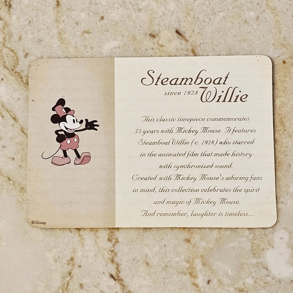 NIB NOS Disney Steamboat Willie Collectible Watch With Dark Brown Watchband